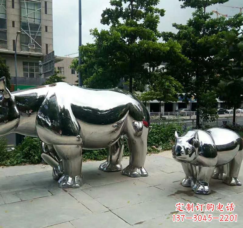 宁德不锈钢犀牛雕塑把大自然带入城市