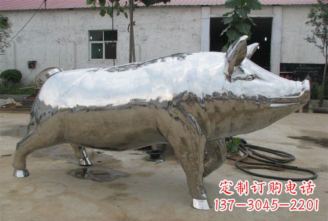 宁德不锈钢公园动物猪雕塑精美雕塑展现完美美学