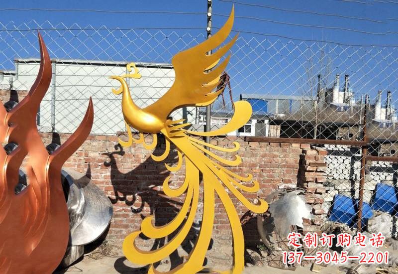 宁德不锈钢凤凰雕塑——灿烂金色给予城市温暖