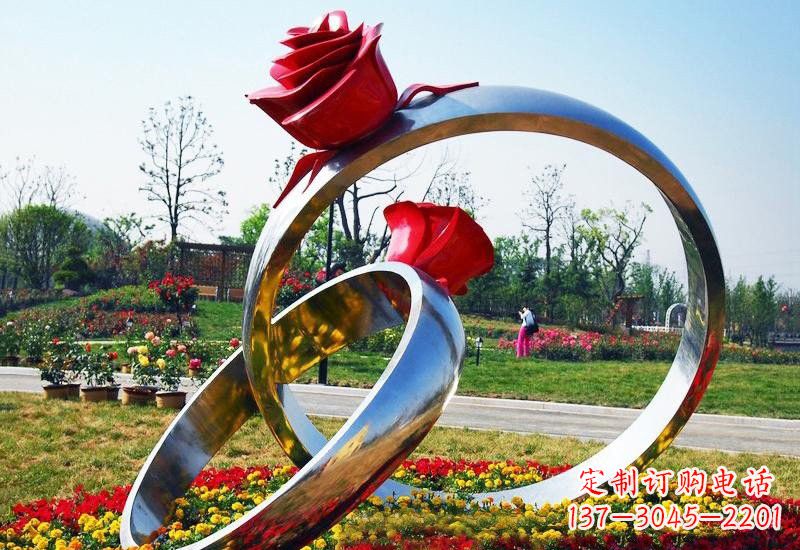 宁德不锈钢公园玫瑰花戒指雕塑精致精美的礼物