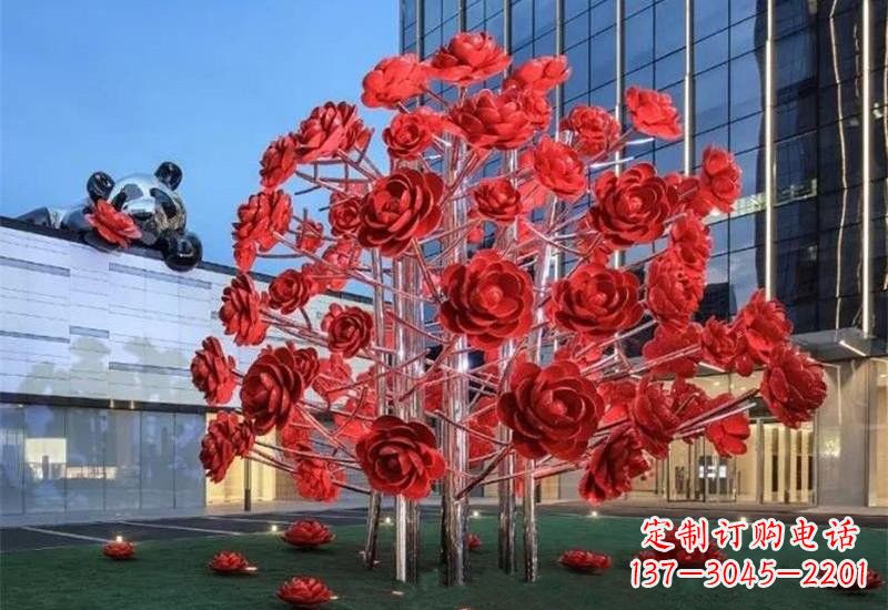 宁德不锈钢公园玫瑰花树雕塑——让玫瑰长驻公园
