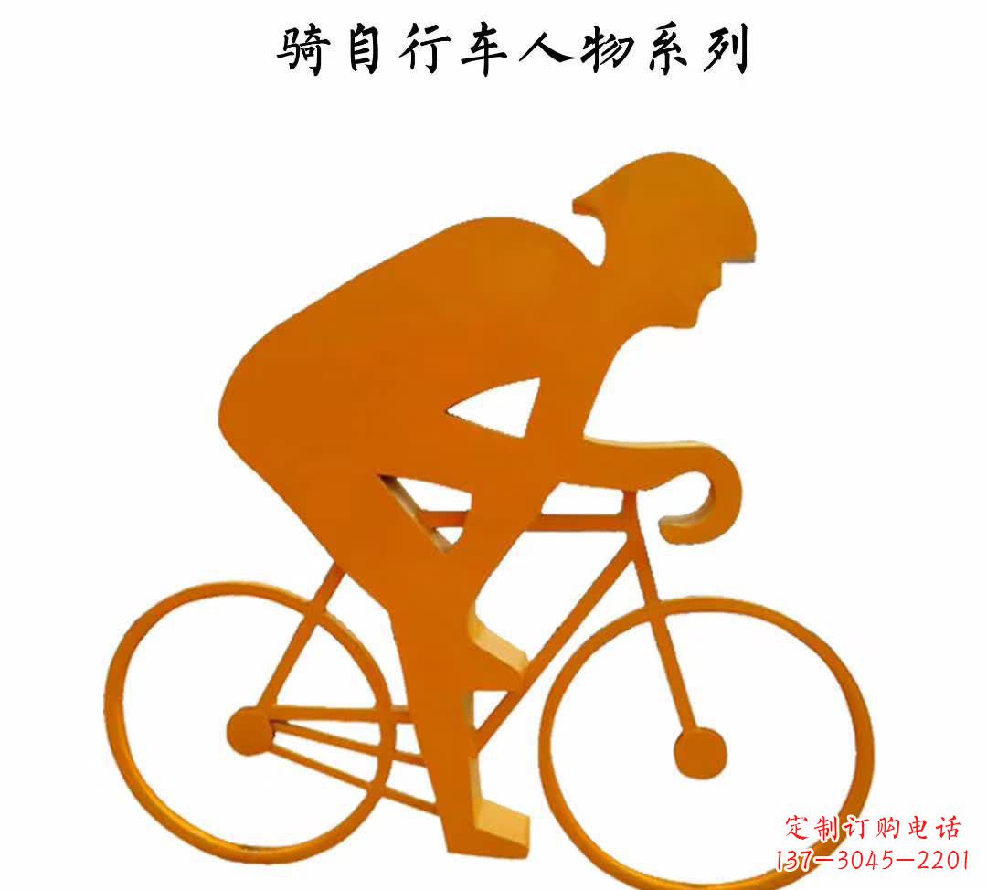 宁德不锈钢公园骑自行车人物雕塑 