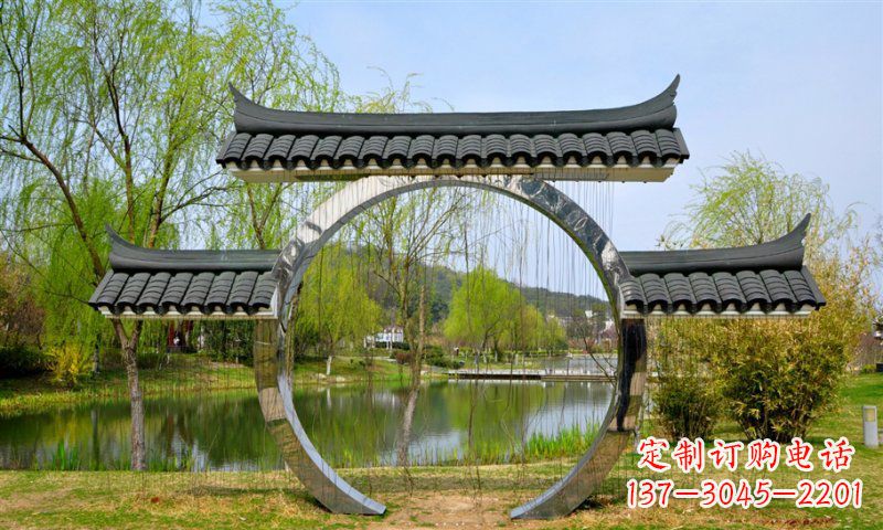 宁德不锈钢公园月亮门雕塑传承中华文化