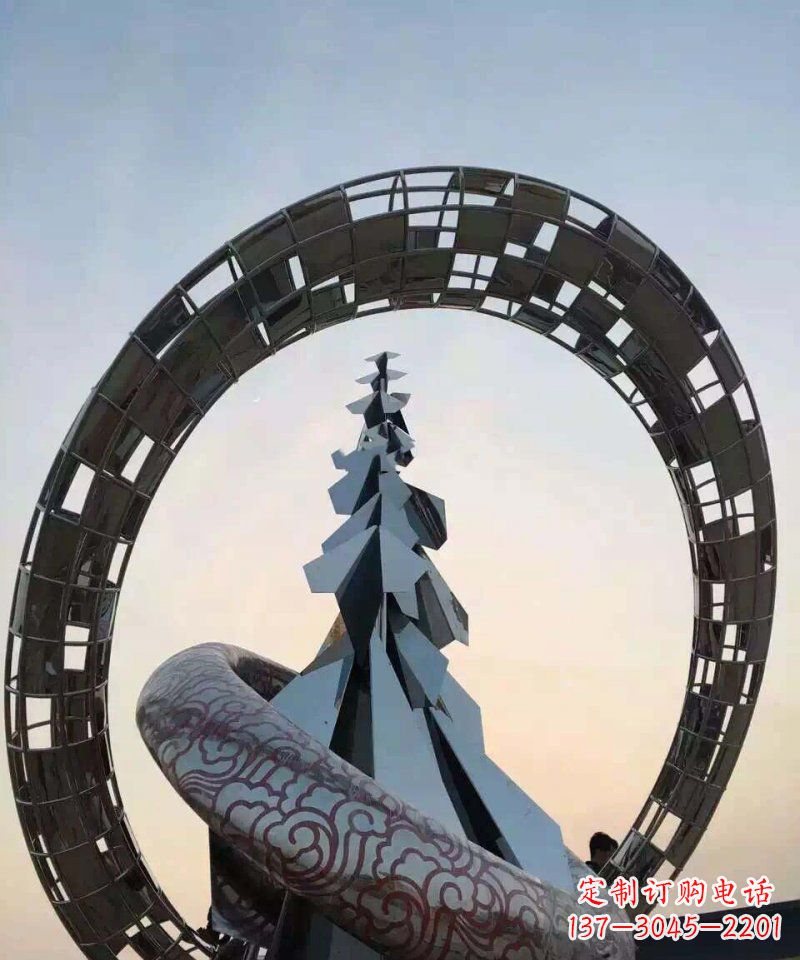 宁德不锈钢松树祥云雕塑