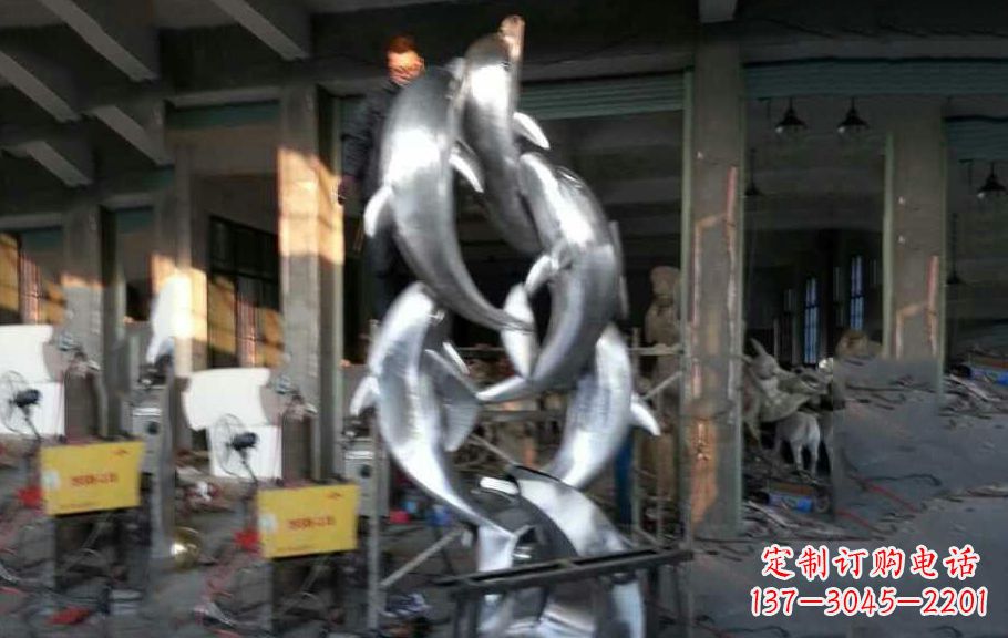 宁德不锈钢海豚雕塑漂亮的海洋艺术品