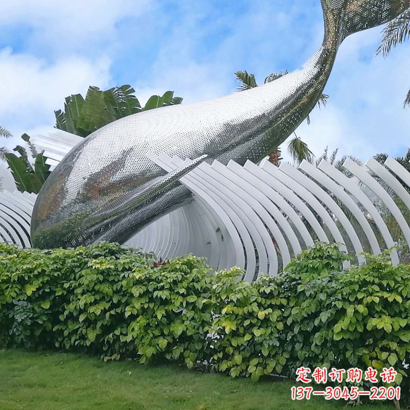 宁德海豚雕塑镜面鲸鱼创意动物景观