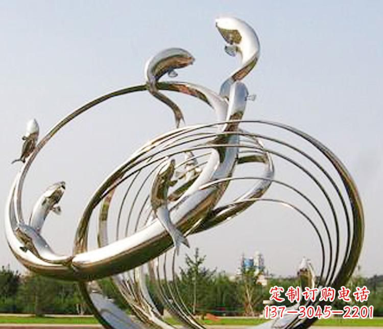 宁德不锈钢海豚雕塑美丽而又神秘
