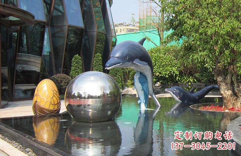 宁德不锈钢海豚景观雕塑创造精美绝伦的企业公园