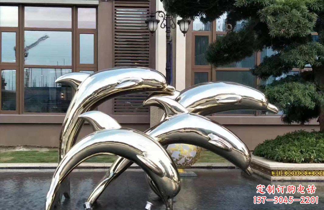 宁德不锈钢海豚跳跃雕塑精美绝伦