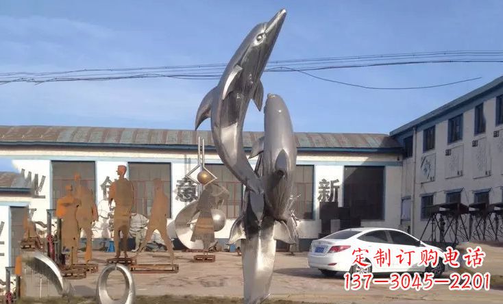 宁德不锈钢海豚嬉戏雕塑精美的艺术视觉