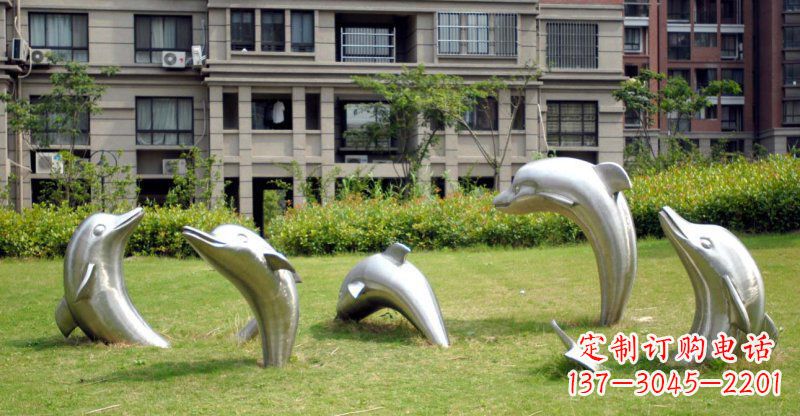宁德不锈钢海豚小区雕塑 (2)