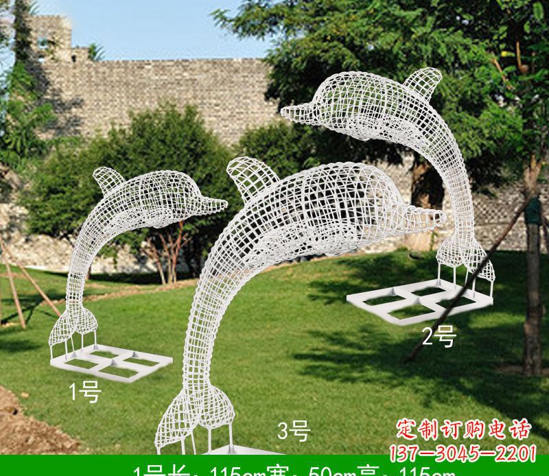 宁德不锈钢海豚组合雕塑精美的艺术品