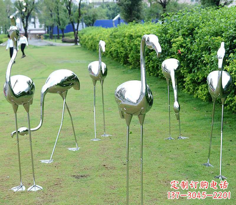 宁德不锈钢火烈鸟雕塑美丽的艺术杰作