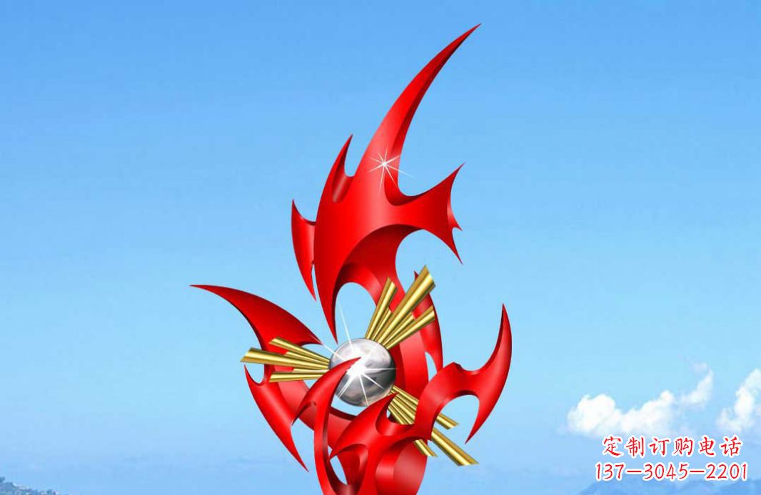 宁德不锈钢火苗抽象景观雕塑给城市添彩