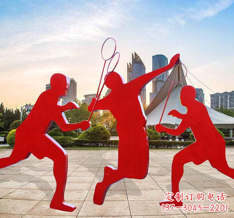 宁德不锈钢剪影打羽毛球雕塑