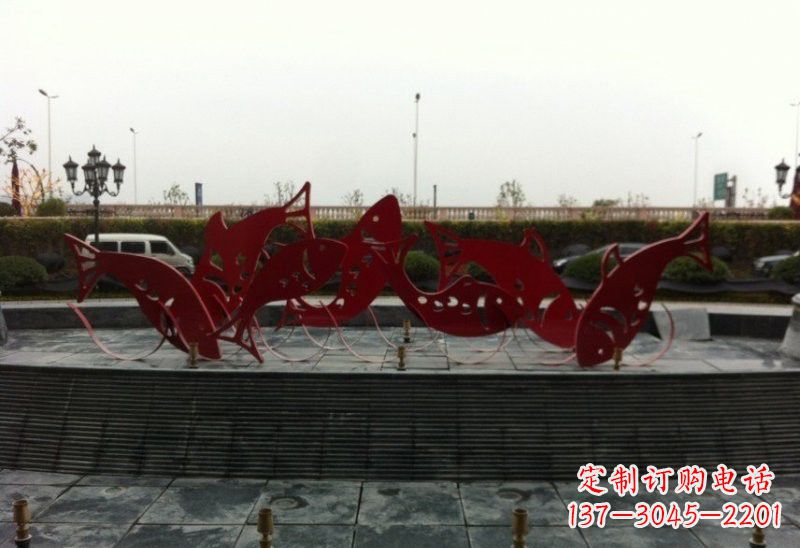 宁德不锈钢剪纸红鲤鱼雕塑