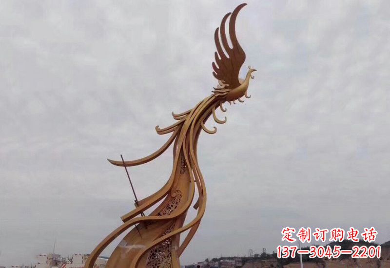 宁德不锈钢金凤凰雕塑2