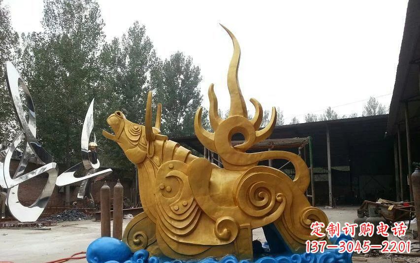 宁德不锈钢金牛卧波雕塑
