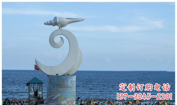 宁德海浪与海螺雕塑的结合——不锈钢景区的美景