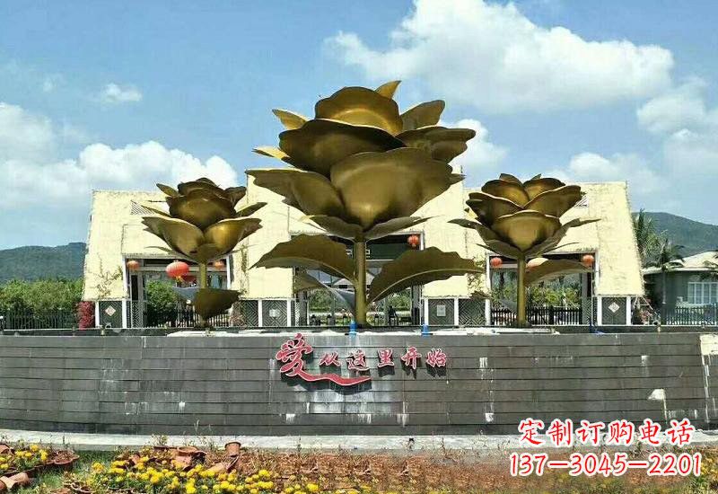 宁德不锈钢景区玫瑰花雕塑