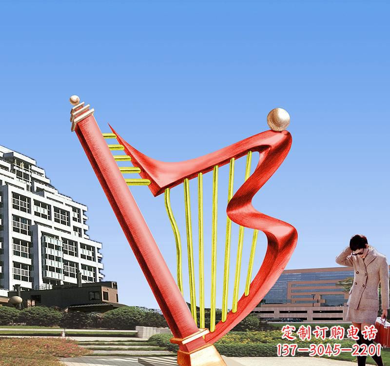 宁德不锈钢景区竖琴雕塑