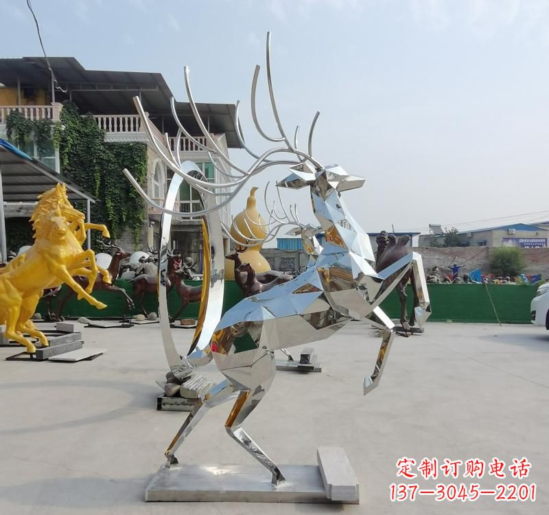 宁德精美不锈钢镜面动物鹿雕塑