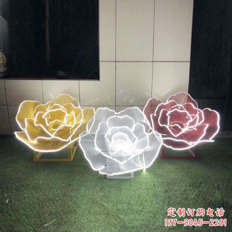 宁德精美不锈钢玫瑰花灯光雕塑