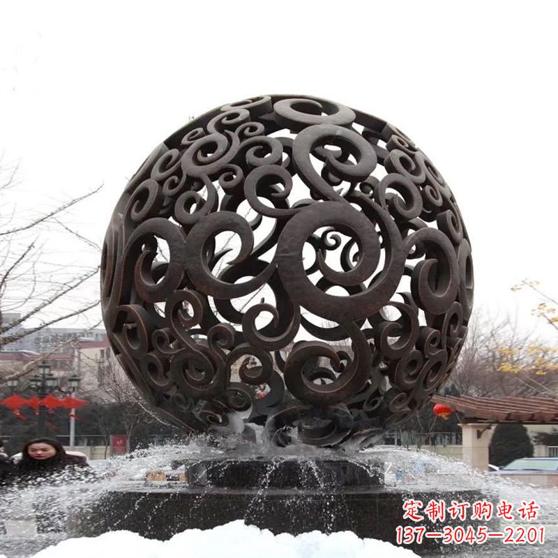 宁德不锈钢镂空球水景喷泉雕塑