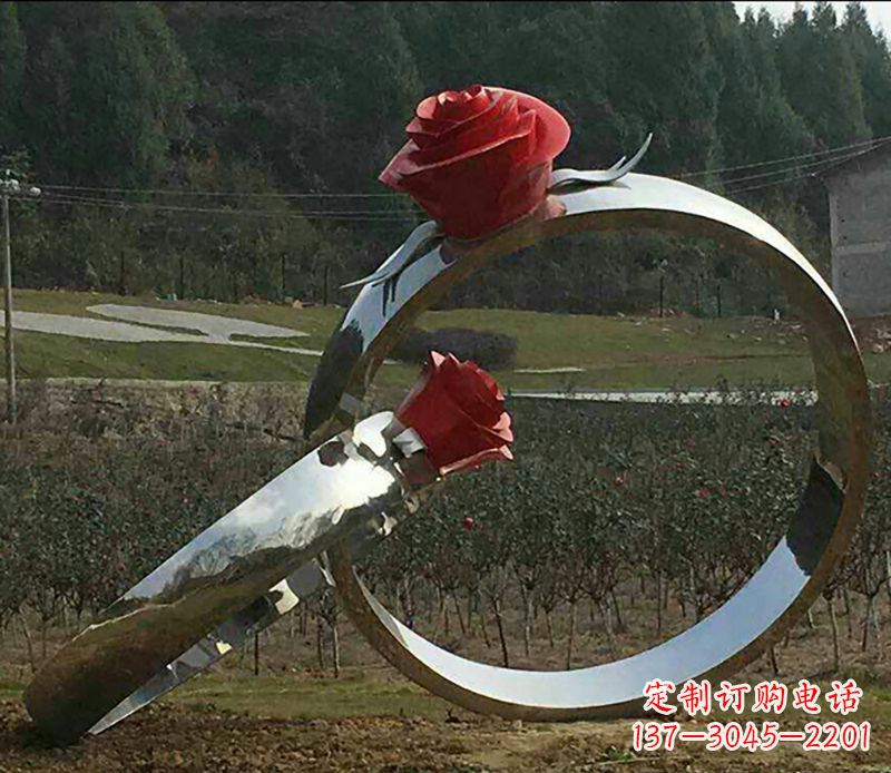 宁德不锈钢玫瑰雕塑精美的艺术珍品