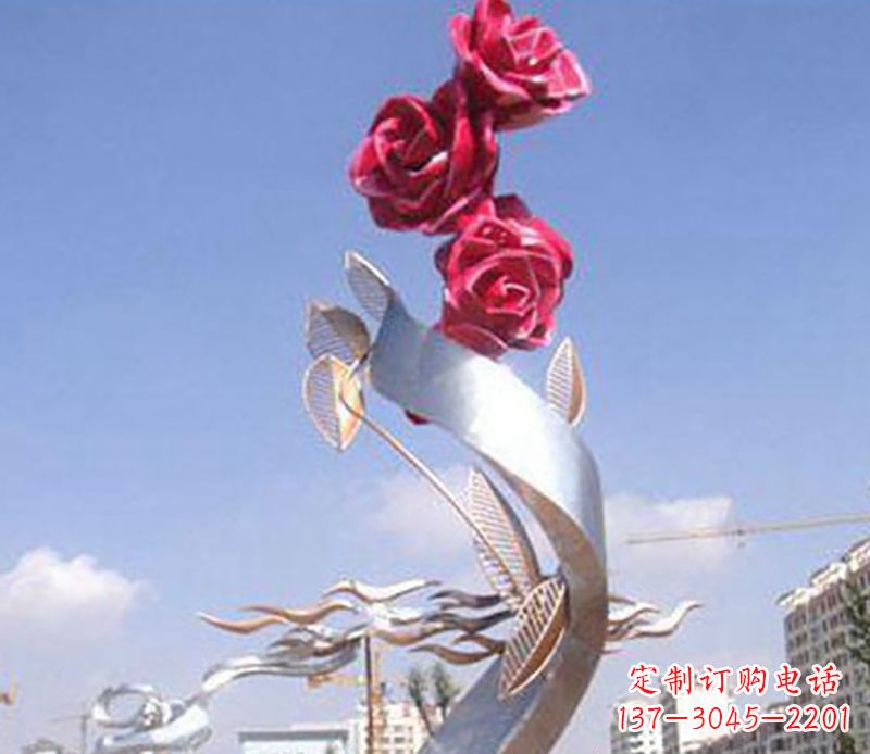 宁德不锈钢玫瑰雕塑精美的艺术品