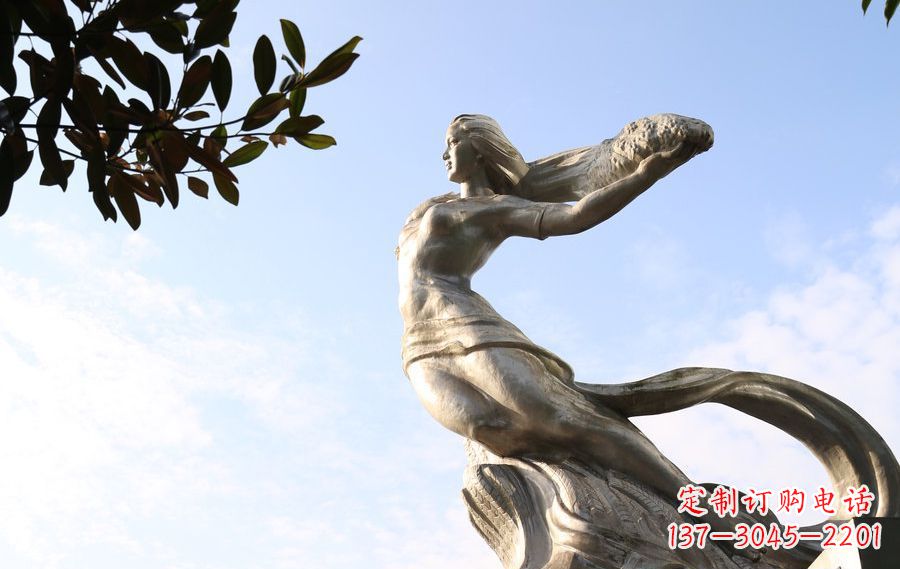 宁德女娲传承中华神话的不锈钢雕塑