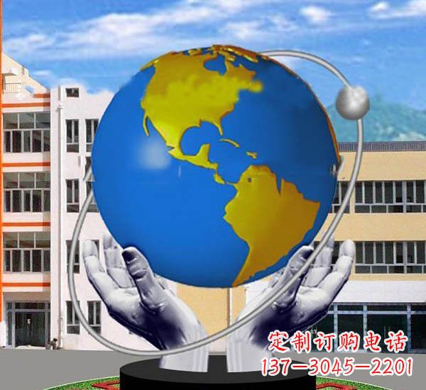 宁德艺术与自然的完美结合——不锈钢手托地球雕塑
