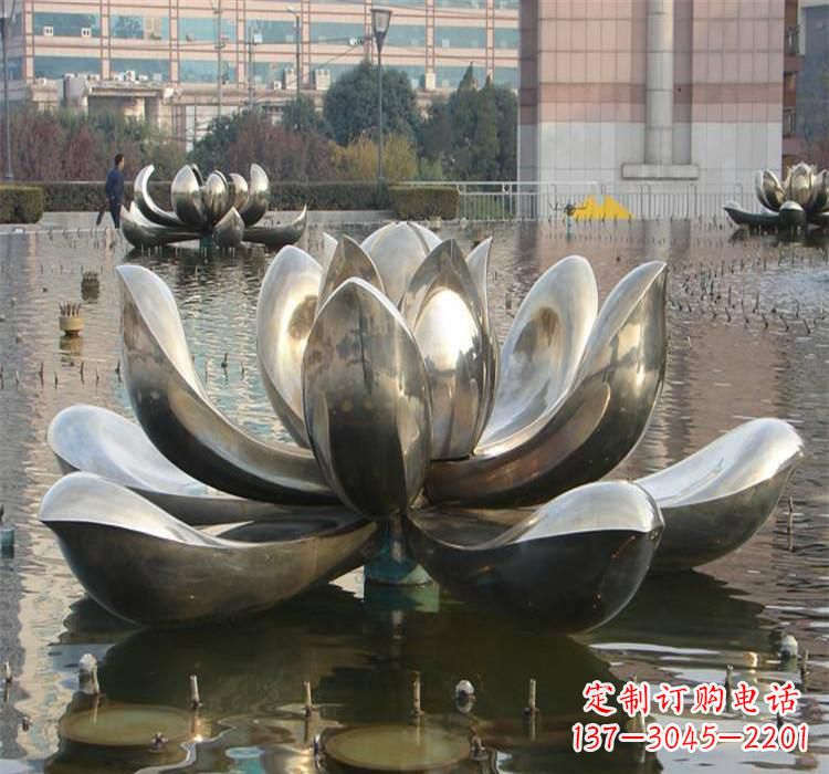 宁德不锈钢水景荷花雕塑质朴之美