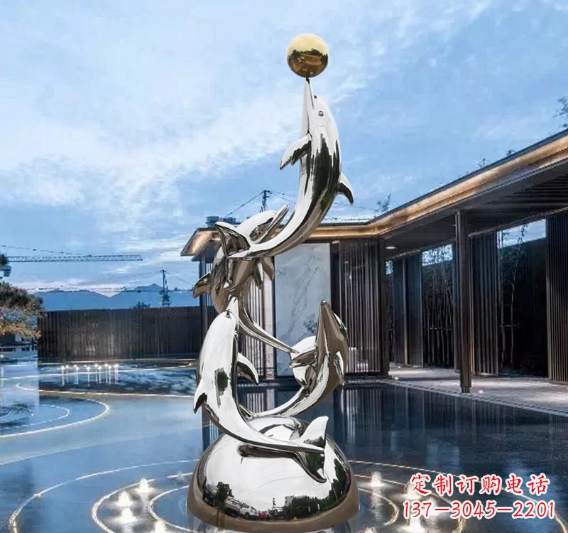 宁德海豚的优雅身姿——不锈钢水景雕塑
