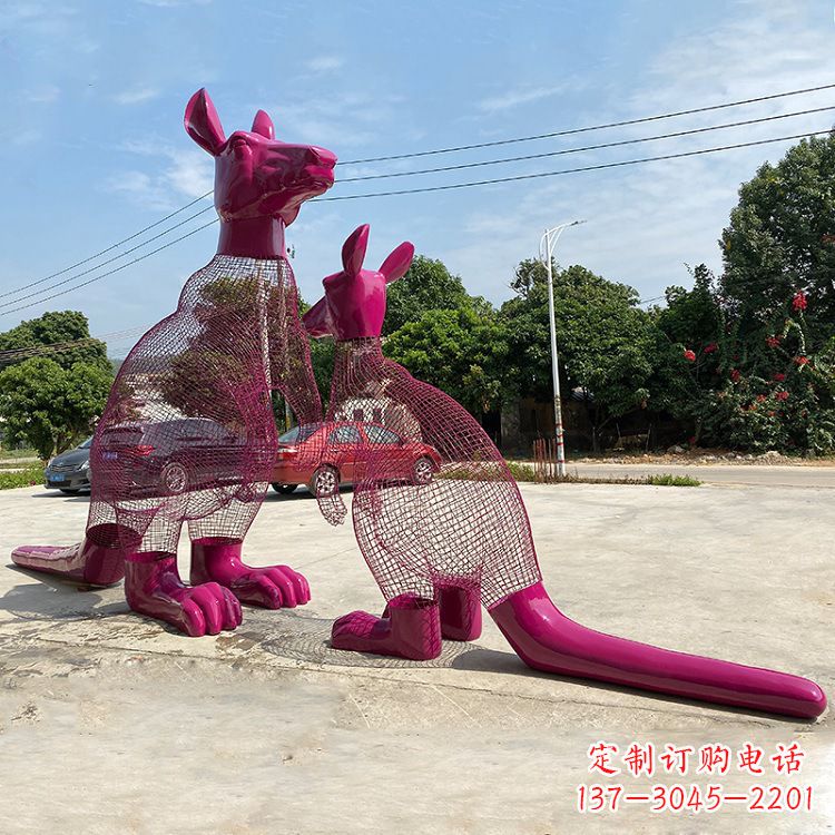 宁德不锈钢袋鼠雕塑给公园带来美好景观