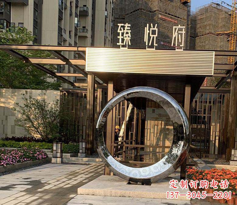 宁德不锈钢小区圆环雕塑赋予小区景观更多美感