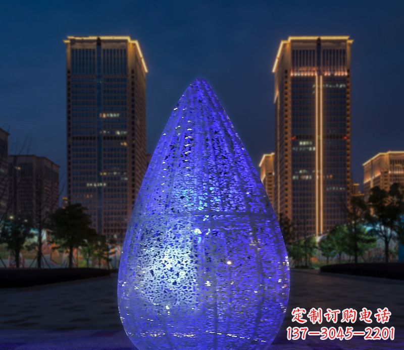 宁德不锈钢小区照明美轮美奂的水滴雕塑