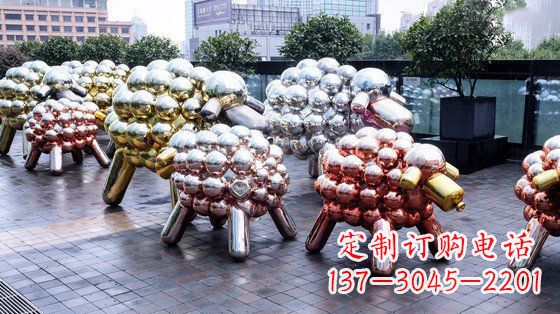 宁德不锈钢小羊肖恩抽象动物雕塑
