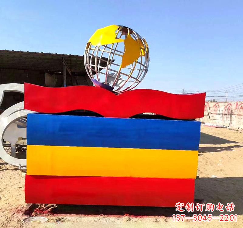 宁德不锈钢校园地球仪雕塑缅怀地球之美