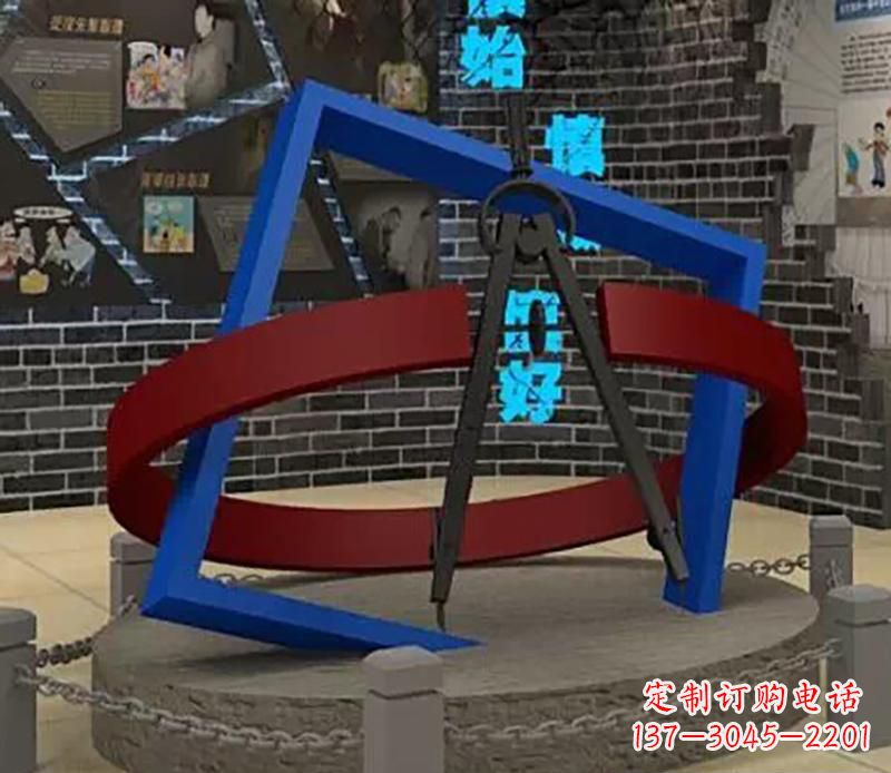 宁德不锈钢圆规雕塑实现景观美化的艺术之作