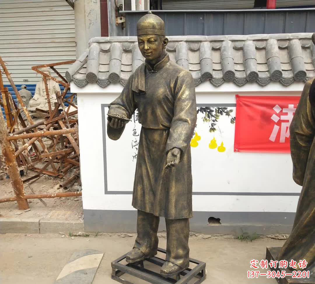 宁德传承百年店小二铜雕