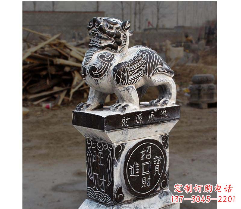 宁德门墩雕塑财源广进的象征