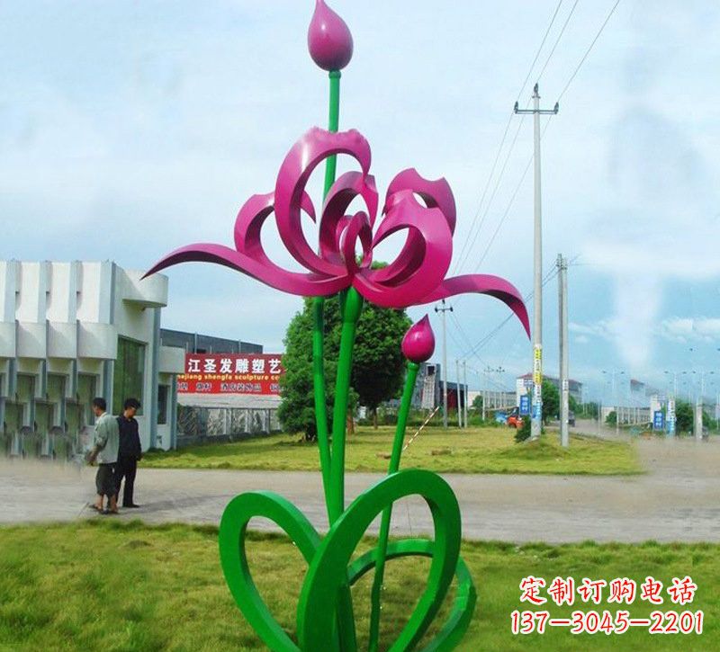 宁德灿烂的彩色不锈钢荷花雕塑