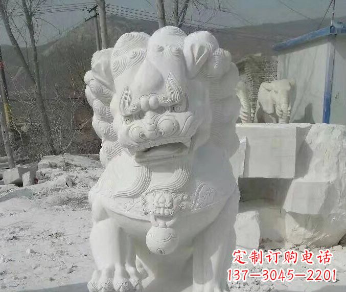 宁德狮子雕塑踩绣球石狮子寺庙的独特景观