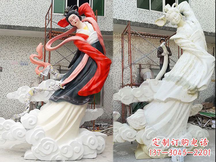 宁德嫦娥玻璃钢雕塑-玻璃钢彩绘神话人物雕像