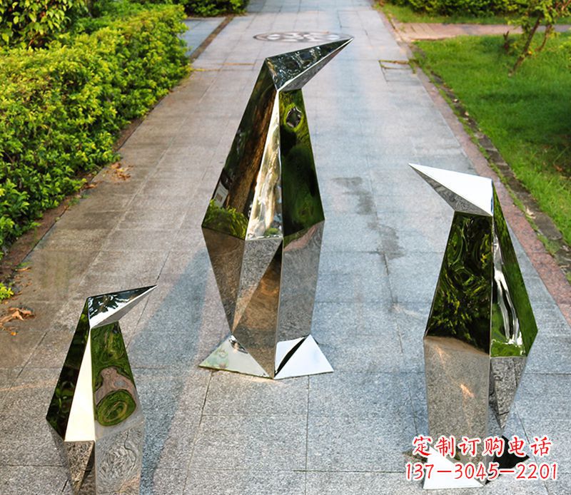 宁德精致的抽象不锈钢企鹅雕塑