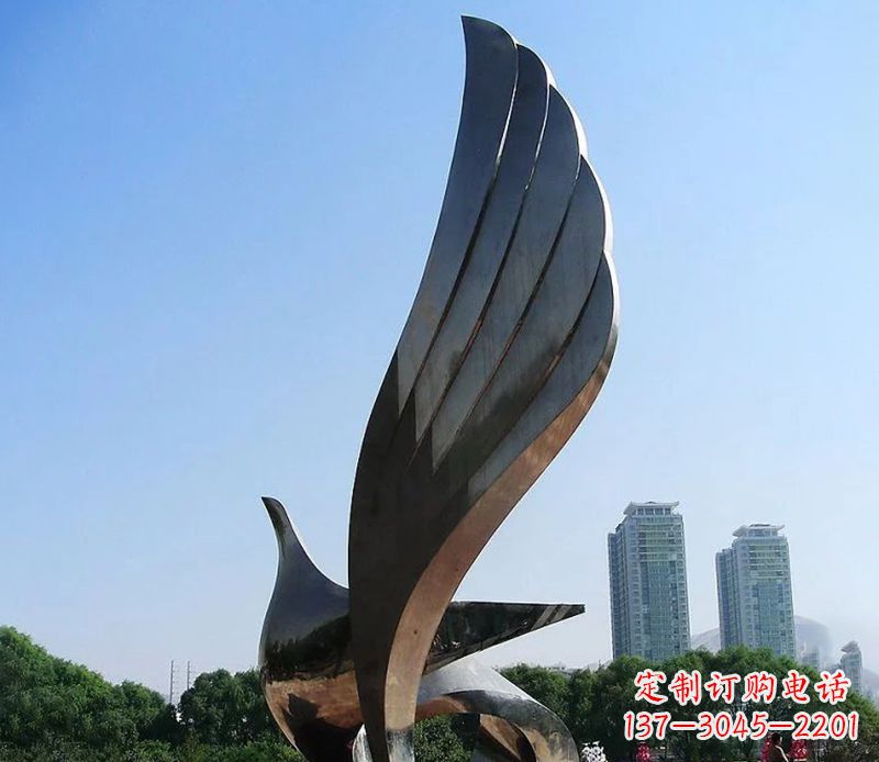 宁德不锈钢翅膀雕塑象征着自由的美