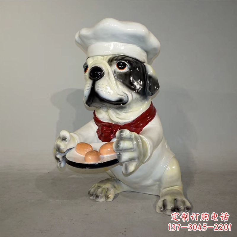 宁德玻璃钢仿陶瓷狗雕塑——以斗牛犬为原型