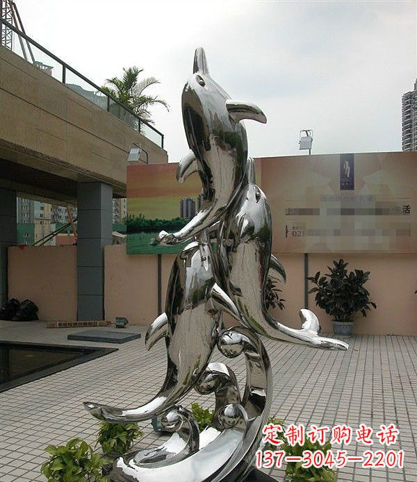 宁德创意不锈钢跳跃的海豚雕塑
