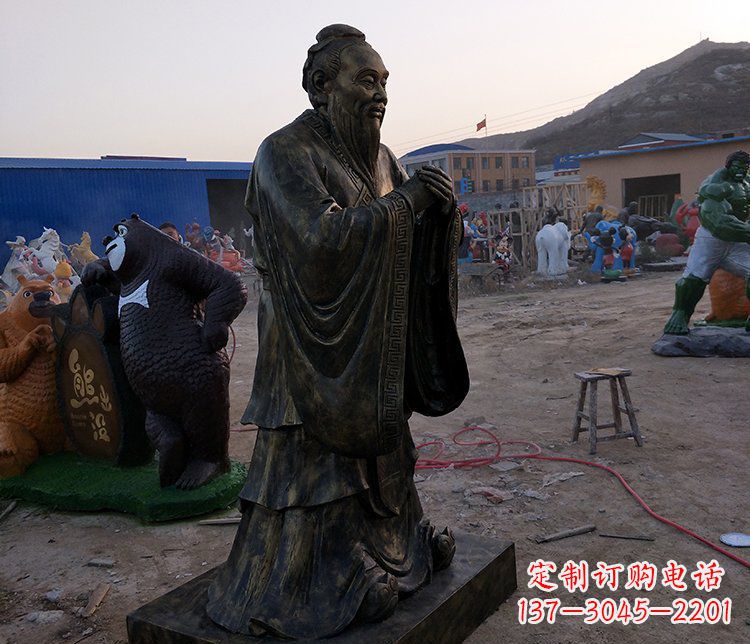 宁德春秋时期人物孔子铜雕雕塑